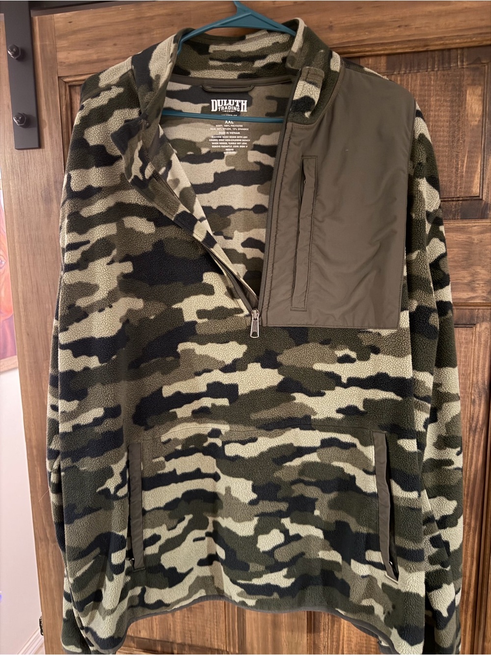 Duluth Trading Co Olive & Black Camo Half-Zip Fleece Pullover